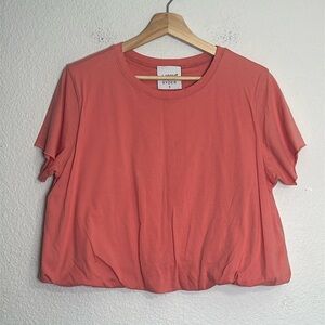 Moon Ryder Coral Pink Bubble Short Sleeve Top Size Small NWT